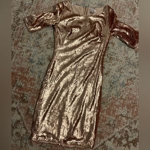 New Year’s and Holiday Rose Gold Sequin Sparkle Mini Dress NWOT